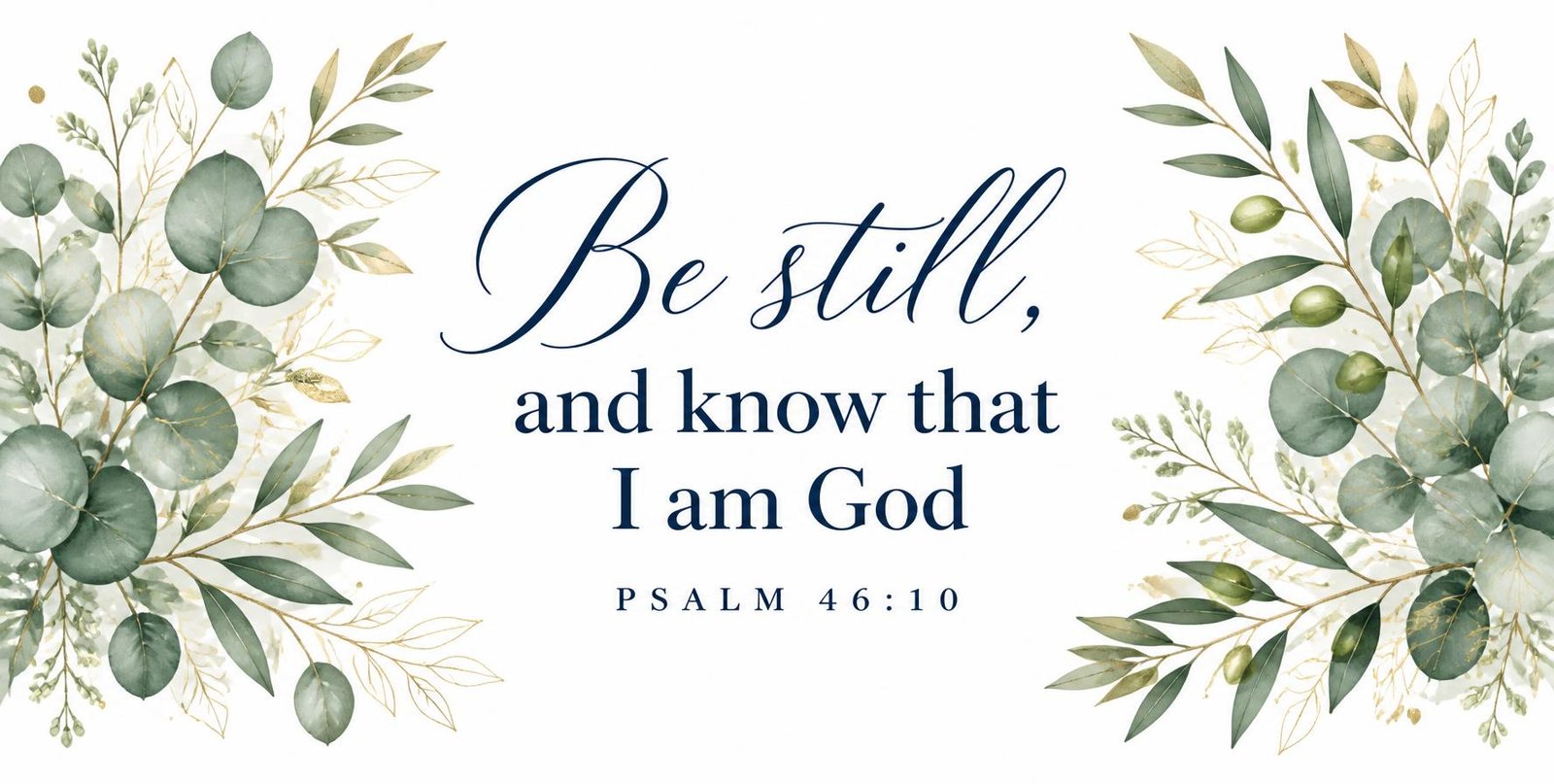 Be Still Psalm 46:10 eucalyptus mug full wrap design, printed all the way around