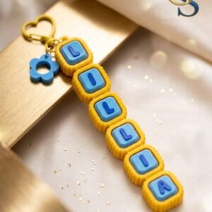Personalized Name Keychain with Flower Charm & Alphabet Beads