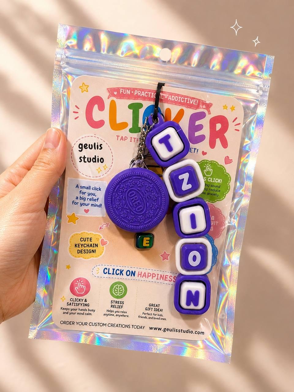 Personalized Acrylic Name Keychain with Alphabet Beads (5 Letters)