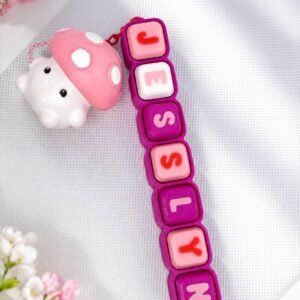 Personalized Name Keychain with Mushroom Charm (7 Letters)