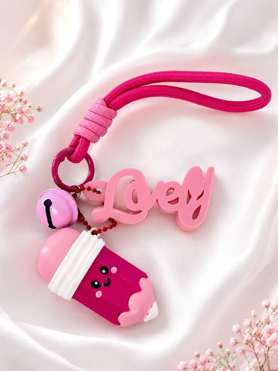 Personalized Name Keychain with Pencil Charm