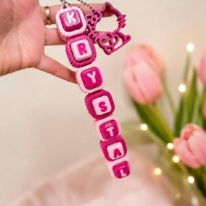 Personalized Name Keychain with Charm & Alphabet Beads (7 Letters)