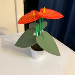 Anthurium Plant Decor – 3D Printed Mini Potted Flower