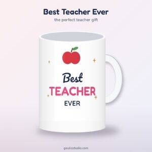 Best Teacher Ever mug with red apple, 15 oz
