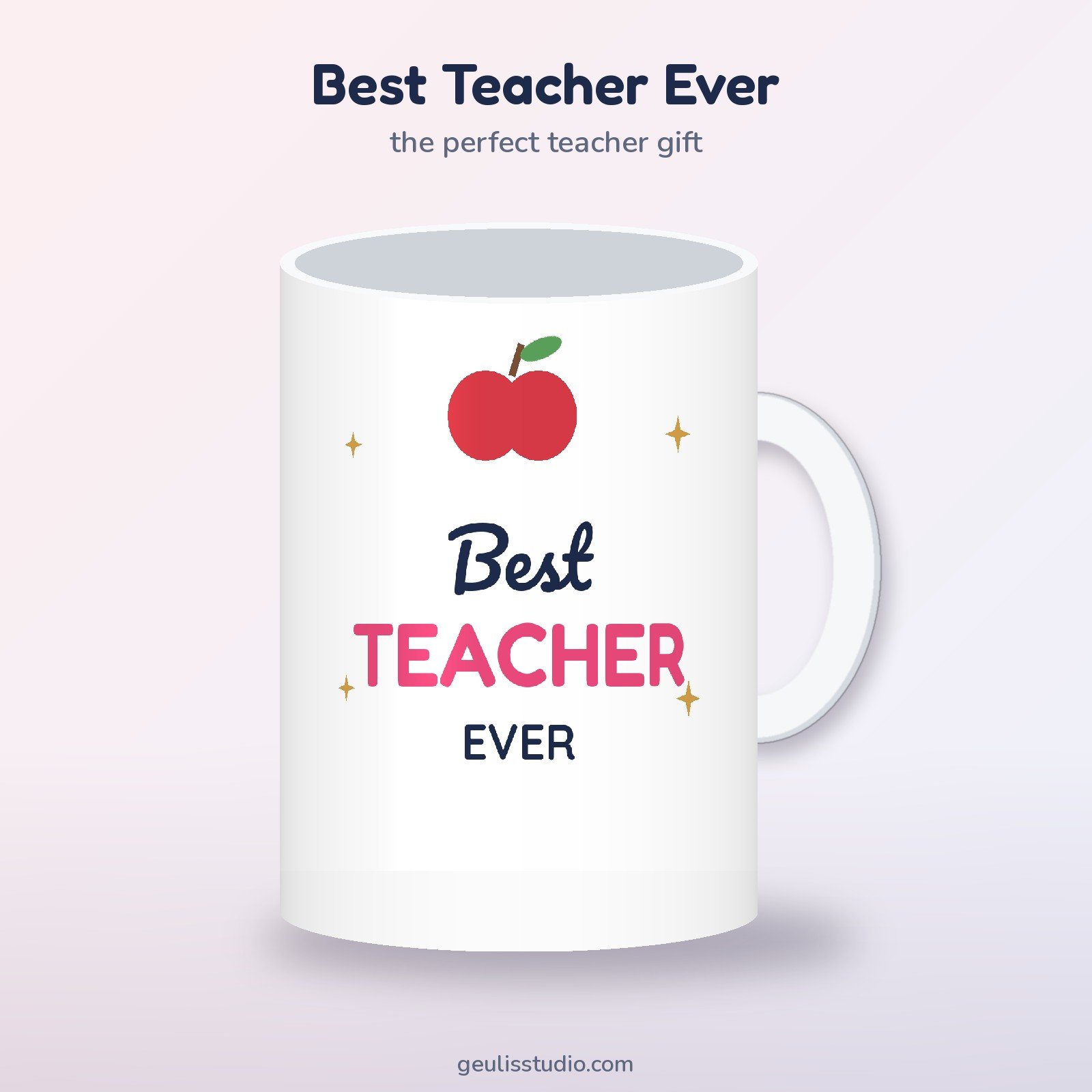 Best Teacher Ever mug with red apple, 15 oz